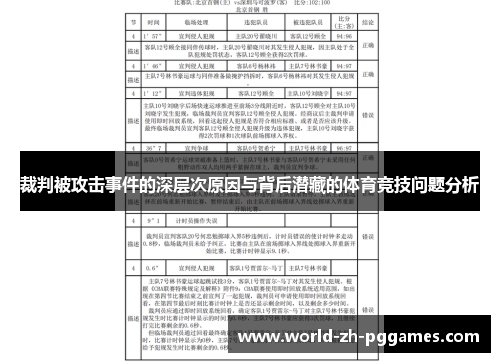 裁判被攻击事件的深层次原因与背后潜藏的体育竞技问题分析
